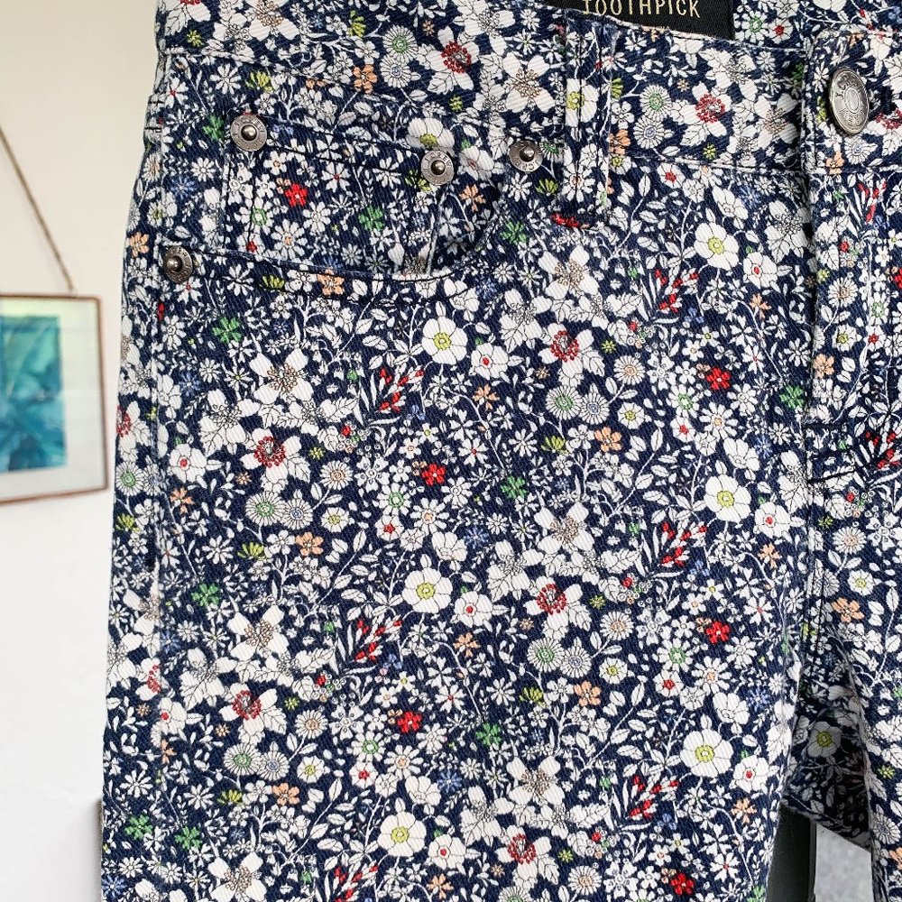 J. Crew Liberty of London dark blue floral jeans